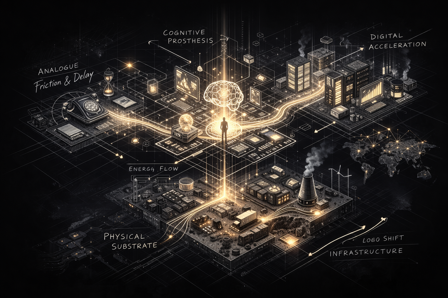 AI as Cognitive Prosthesis in an Overstimulated Civilization